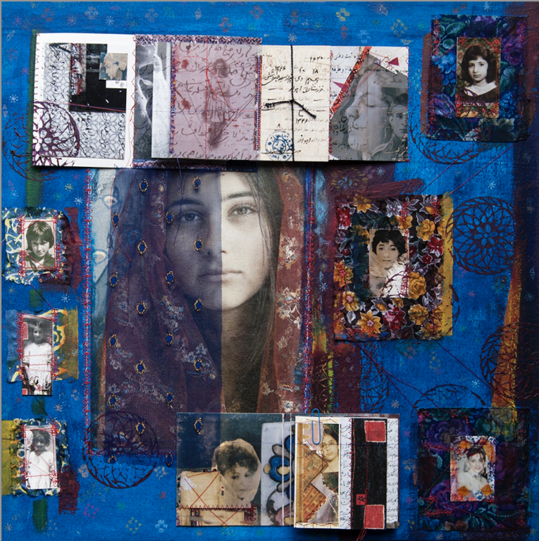 A Nomad family album by Batool Showghi 2015
Mixed Media and photography on canvas
c.Batool Showghi