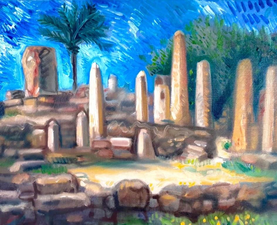 Byblos ruins, Lebanon, oil on canvas, 35 h x 45 w cm
