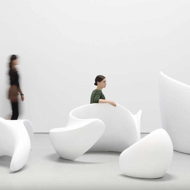 Marie Khouri, Let's Sit and Talk, 2014, fibreglass, various dimensions. photo credit: Ema Peter 
Picture from MENART Fair 